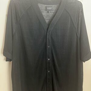 GUESS Men’s Black Sexy Button-Up Shirt